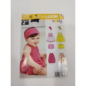 New Look A6293 Uncut Baby Infant Dress, Bloomers, Headband, Size NB- L